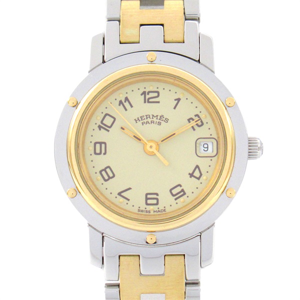 HERMES Clipper Wrist Watch CL4.220 Quartz Stainless Steel Used Women