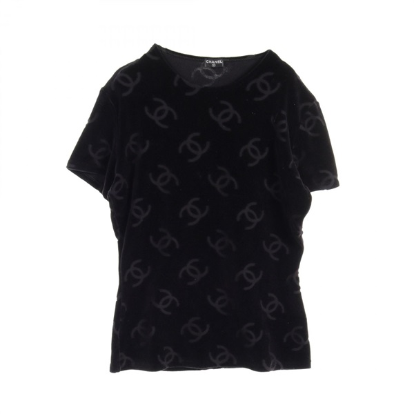 CHANEL COCO Mark Tops T-shirts  Fabric cotton Navy Used Women size 44