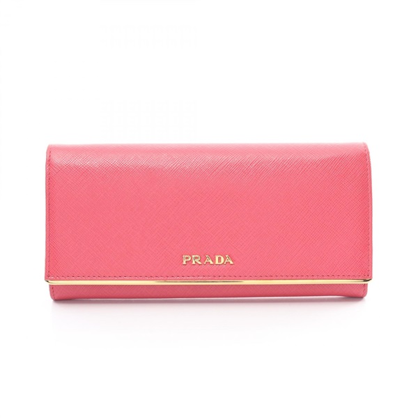 PRADA SAFFIANO METAL Bifold long wallet 1MH132 leather Pink Used