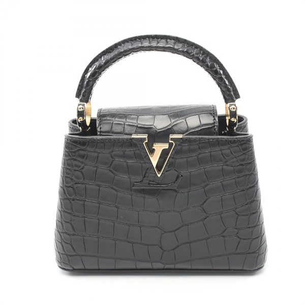 LOUIS VUITTON Capucines MINI Exotic Handbag N93074 leather Black Used Women LV