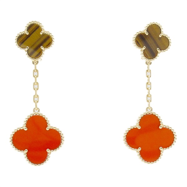 Van Cleef & Arpels Magic Alhambra 2 motifs Pierced earrings 18KYG Brown Red used