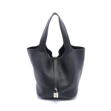 HERMES Picotin Lock MM Hand bag Taurillon Clemence SHW Black Used Women A