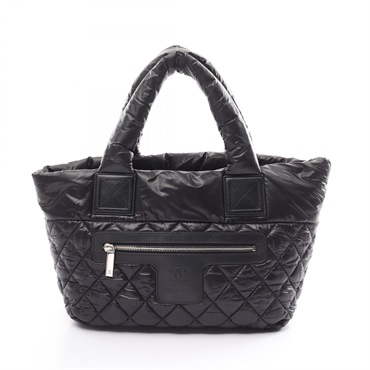 CHANEL Coco Cocoon Small Tote Hand Bag A48610 Nylon leather Black Used Women CC