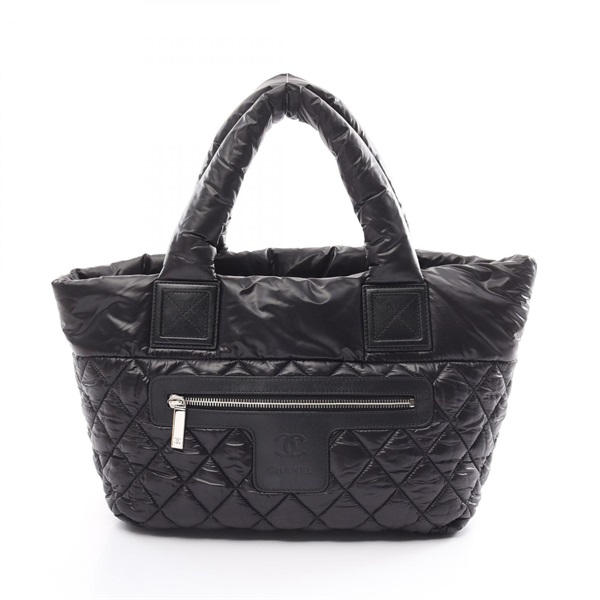 CHANEL Coco Cocoon Small Tote Hand Bag A48610 Nylon leather Black Used Women CC