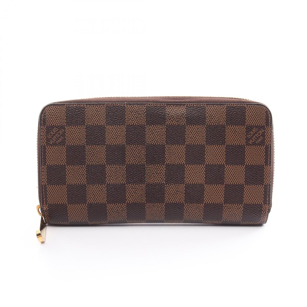 LOUIS VUITTON Zippy long wallet N60015 Damier canvas Brown Ebene Used unisex LV