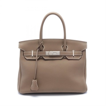 HERMES Birkin 30 Etoupe Gray Handbag Togo leather Brown Used Women