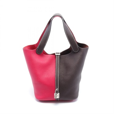 HERMES Picotin Lock Casaque MM Hand bag Z Taurillon Clemence Framboise SHW