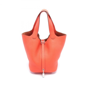 HERMES Picotin Lock PM Hand bag Taurillon Clemence Capucine Used SHW