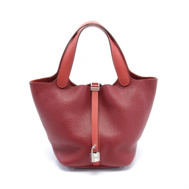 HERMES Picotin Lock Touch MM Hand bag T Taurillon Clemence Rouge H Used SHW