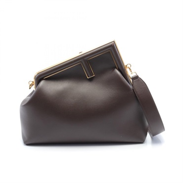 FENDI First Medium business clutch shoulder bag 8BP127 leather Brown Used