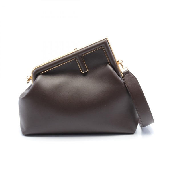 FENDI First Medium business clutch shoulder bag 8BP127 leather Brown Used