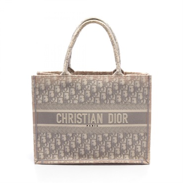 Christian Dior Medium Oblique Book Tote Bag M1296Z canvas Gray Beige Used Women