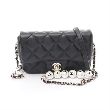 CHANEL Matelasse small flap chain Shoulder crossbody Bag AS1436 Lambskin BK GHW