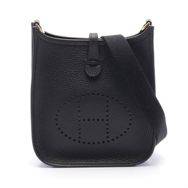 HERMES Evelyne TPM Shoulder Bag W Taurillon Clemence Black Used GHW