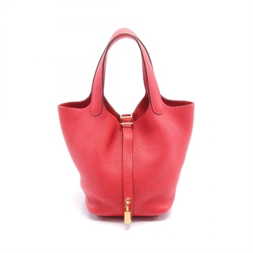 HERMES Picotin Lock PM Hand bag A Taurillon Clemence Rouge tomate Used GHW