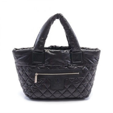 CHANEL Coco cocoon Small Tote Bag A48610 Nylon leather Black Used Women SHW CC