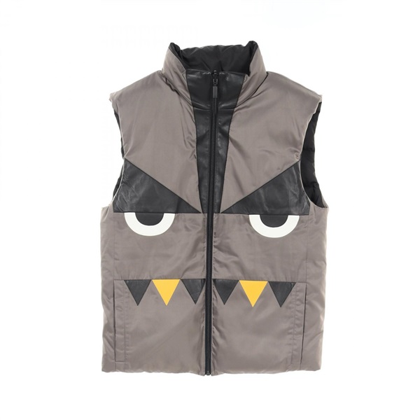 FENDI monster eye Down vest ＃44 FAA581 polyester Gray Black Multicolor Used