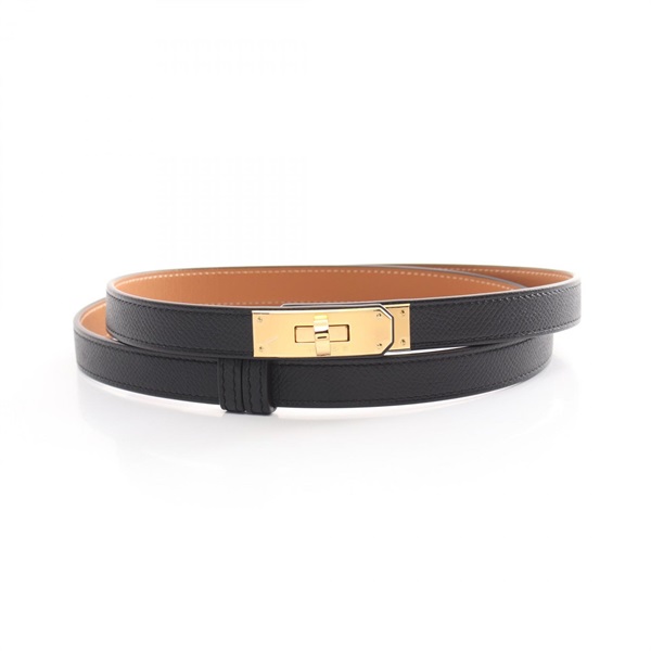 HERMES Kelly belt Epsom Leather GHW Black Used Women