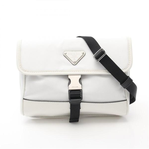 PRADA RE NYLON TESSUTO SAFFIANO Shoulder Bag 2ZH108 Nylon leather White Black