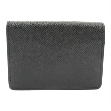 LOUIS VUITTON Envelope Cult De Visit card holder M30922 Taiga leather Black Used