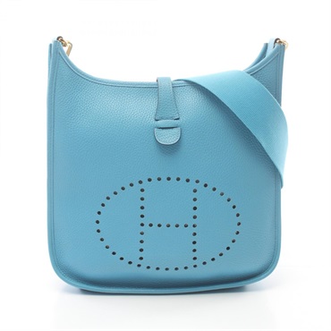 HERMES Evelyne 3 PM Shoulder crossbody Bag D Taurillon Clemence Blue aztec SHW