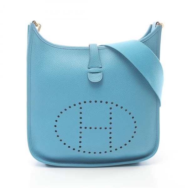 HERMES Evelyne 3 PM Shoulder crossbody Bag D Taurillon Clemence Blue aztec SHW