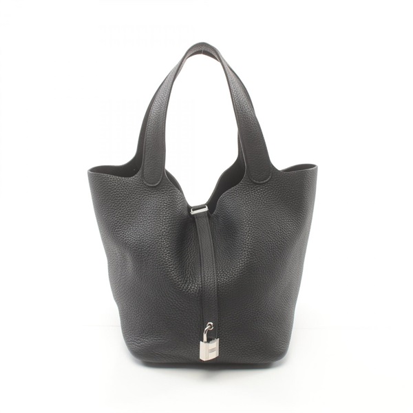 HERMES Picotin Lock MM Hand bag A Taurillon Clemence Black Used SHW