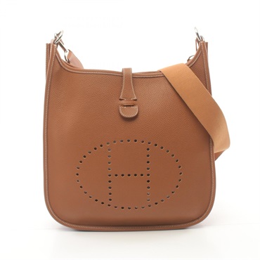 HERMES Evelyne 1 PM Shoulder Bag G Togo leather Gold Used SHW