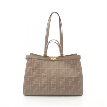 FENDI Peekaboo X Tote Medium 2way shoulder Bag 8BH374 A9P6 canvas leather Brown