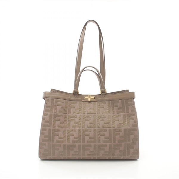 FENDI Peekaboo X Tote Medium 2way shoulder Bag 8BH374 A9P6 canvas leather Brown