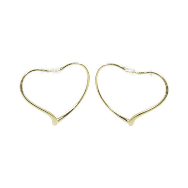 TIFFANY＆CO Open Heart Hoop Medium Pierced Earrings K18 YG Yellow Gold Used