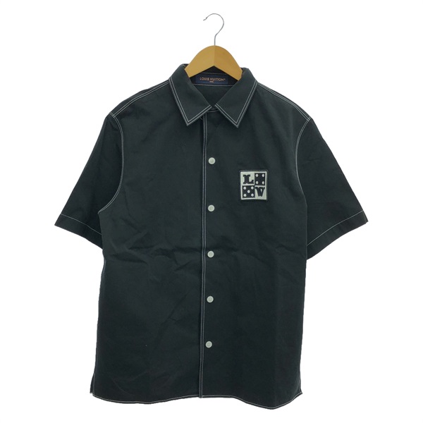 LOUIS VUITTON Short sleeve shirt Tops 1AFWTV cotton Black Used Women size L