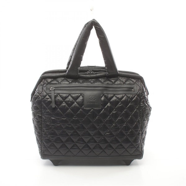 CHANEL Cococoon Luggage Boston Bag with wheel A49503 Nylon Black Used Women