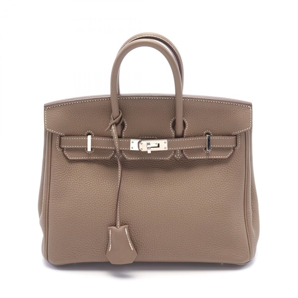 HERMES Birkin 25 Hand bag C Togo leather Brown Etoupe Grey Used SHW