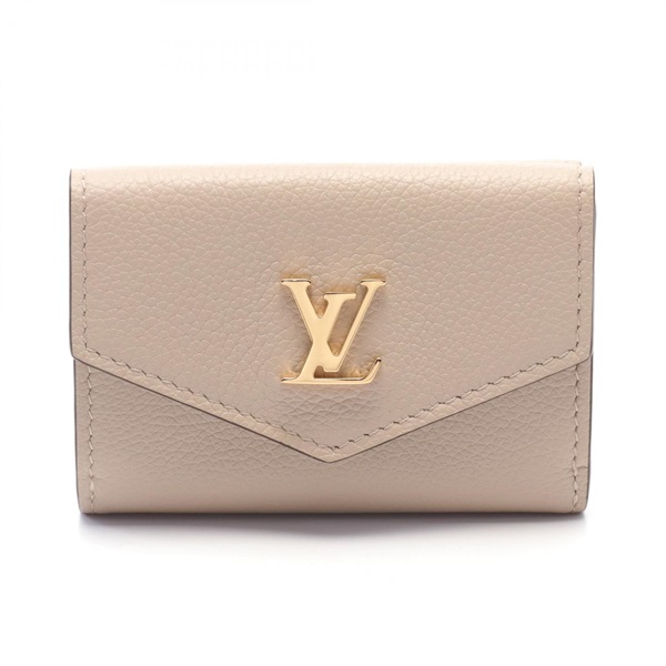 LOUIS VUITTON Portefeuille Lock Mini Tri-fold wallet purse M69340 leather Beige