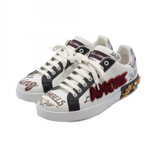 DOLCE & GABBANA sneakers CS1570 leather White Multicolor Used mens #7 1/2