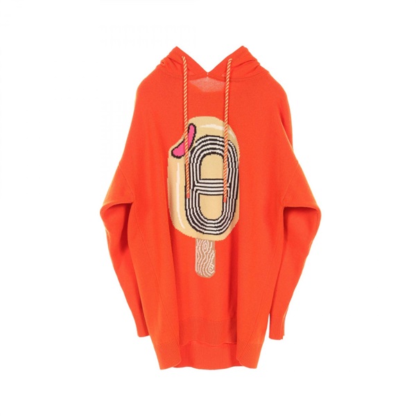 HERMES FUNNY ICE CREAM knitwear sweater hoodie #40 4E2628DB cashmere Orange used