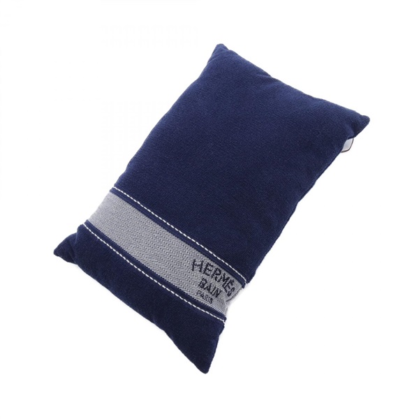 HERMES Yachting Beach Cushion cotton Navy White Used unisex