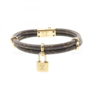 LOUIS VUITTON Keep It Twice Monogram Bracelet M6640F Gold Plated PVC Used Women
