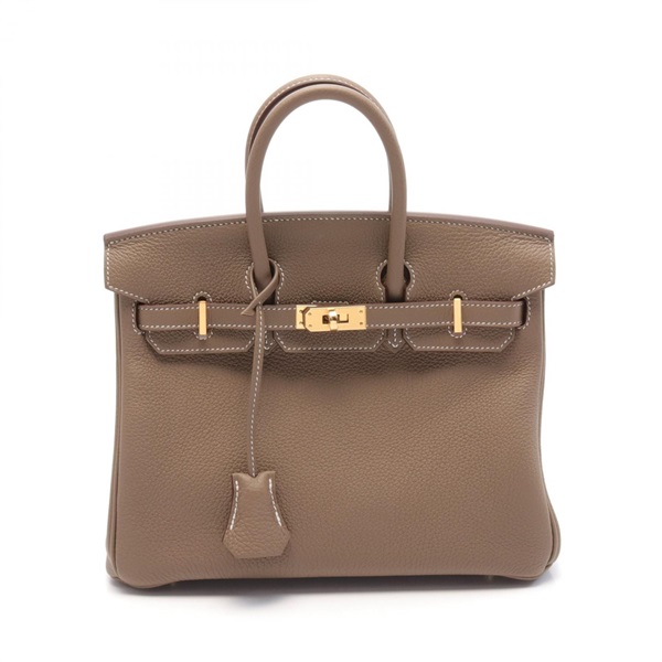 HERMES Birkin 25 Hand bag W Togo leather Etoupe Grey GHW