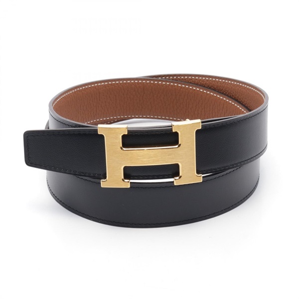 HERMES Constance H Belt reversible ceinture A Box calf Togo Black brown GHW