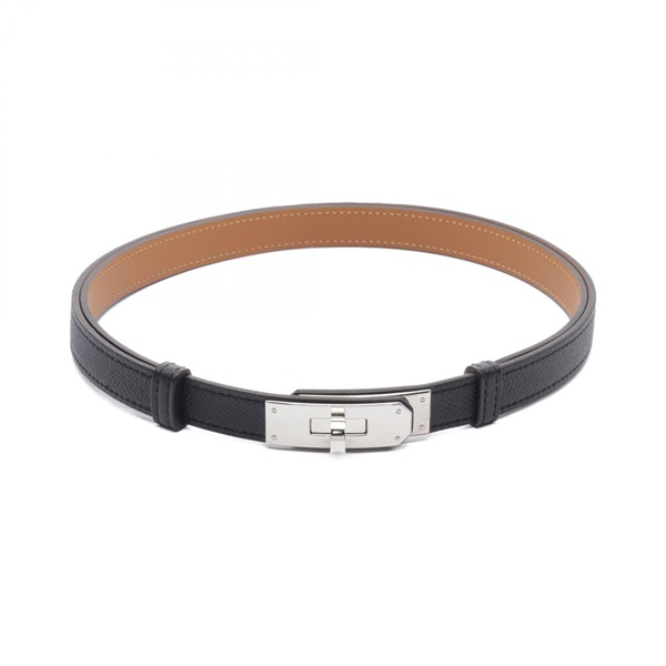 HERMES Kelly belt ceinture A Epsom leather Black Used SHW