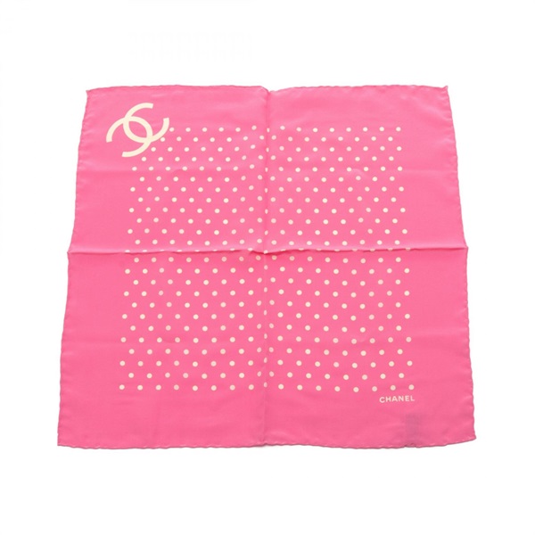 CHANEL COCO Mark Scarf silk Pink White Used Women