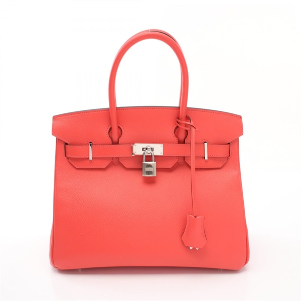 HERMES Birkin 30 Handbag Epsom leather Red Rose texas Used Women SHW A