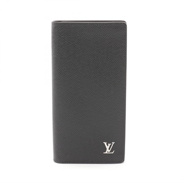 LOUIS VUITTON Portefeuille Braza wallet M30285 Taiga leather Black Used mens LV