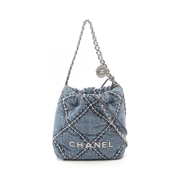 CHANEL CC chanel 22 mini Chain Shoulder Bag AS3980 denim Navy Used Women Coco