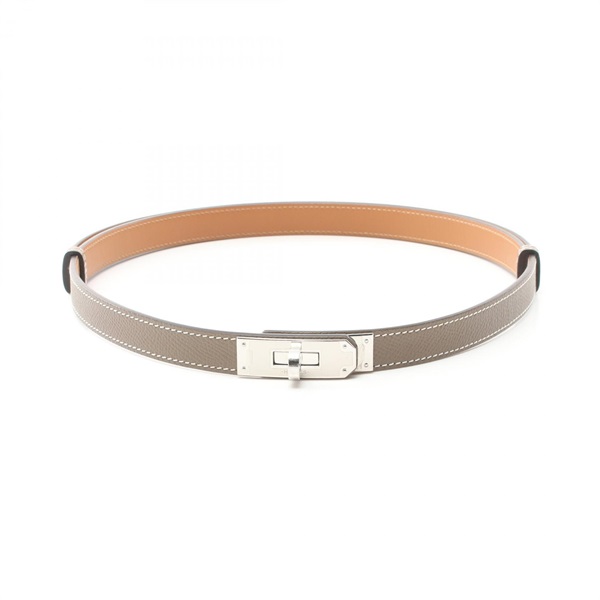 HERMES Kelly belt ceinture U Epsom Brown Etoupe Grey Used SHW