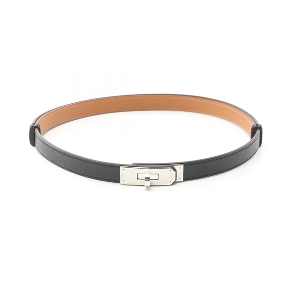 HERMES Kelly belt ceinture U Epsom Black Used SHW