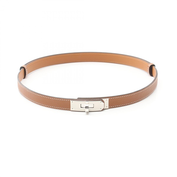 HERMES Kelly belt ceinture U Epsom Brown Gold Used SHW