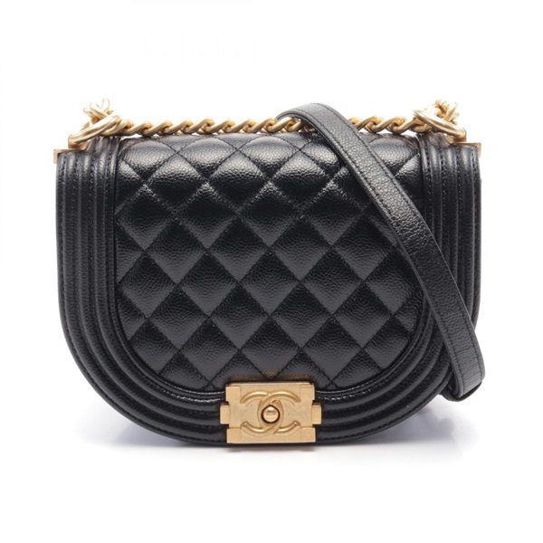 CHANEL Boy Chanel Small Shoulder Bag AS3350 Grained calf Black Used Women